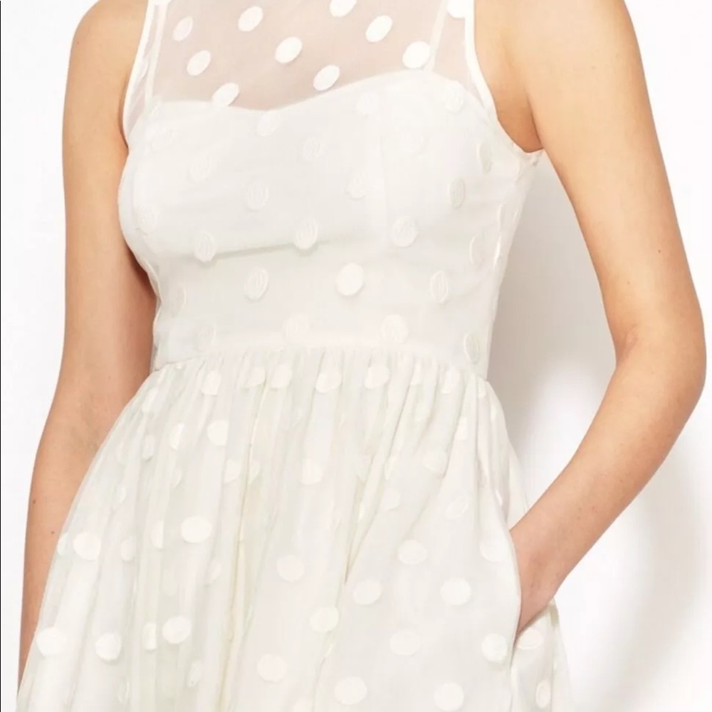 Jill Stuart Jill Polka Dot Off White Mesh Dress XS NWT